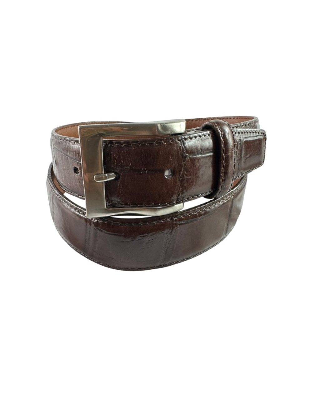 Genuine Vintage BRIGHTON Brown Croc Pattern Leather Size 34 Men's Western Belt